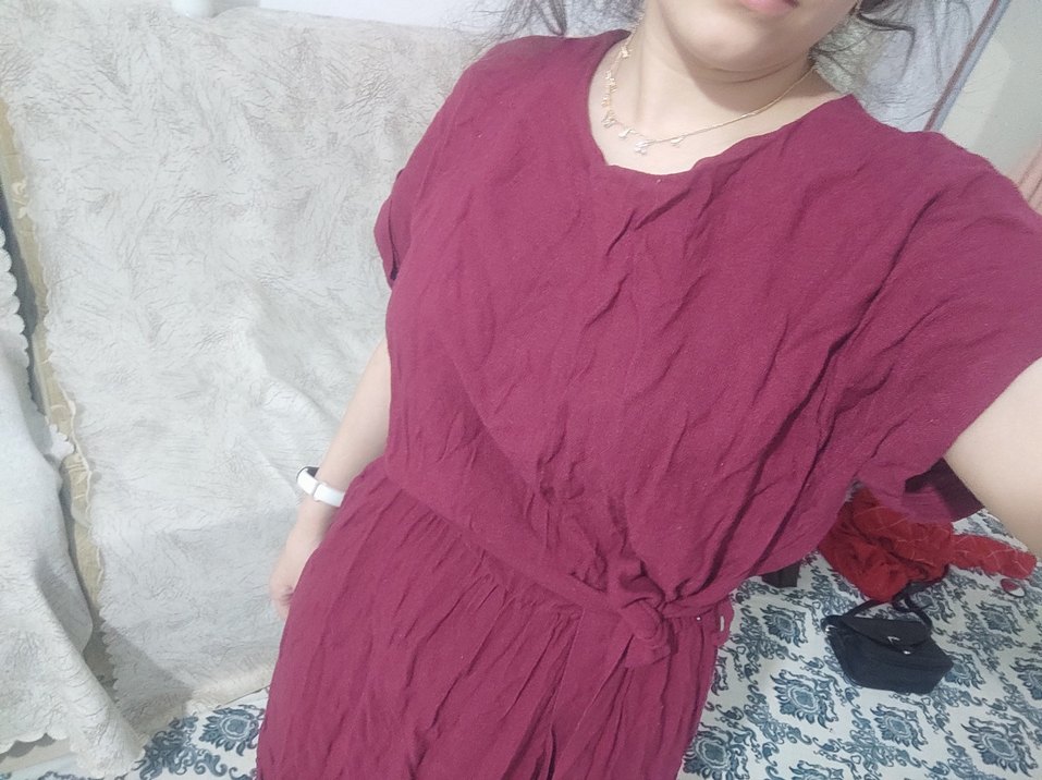 Bordo V Yakalı Salaş Hamile Elbisesi - Görsel 4