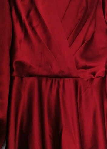38 Beden bordo Renk Saten abiye