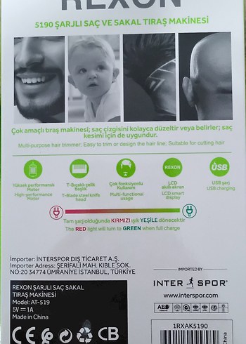 REXON Çok Fonksiyonlu Şarjlı Tıraş Makinesi