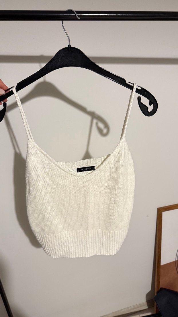 askılı örme crop bluz - Görsel 4