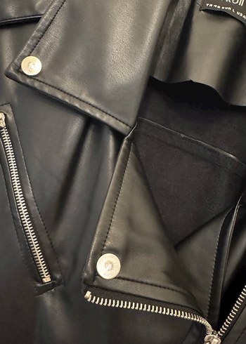 Kadın Siyah Deri Uzun Goth Kemerli Ceket - Görsel 5