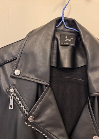 Kadın Siyah Deri Uzun Goth Kemerli Ceket - Görsel 2