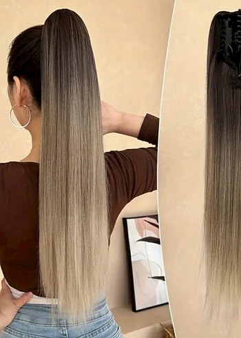 Pençe tokalı at kuyruğu düz ombre saç 65cm
