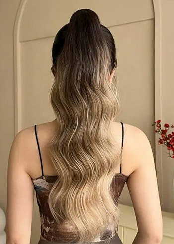Diğer Pençe tokalı at kuyruğu uzun dalgalı saç ombre 60-96cm