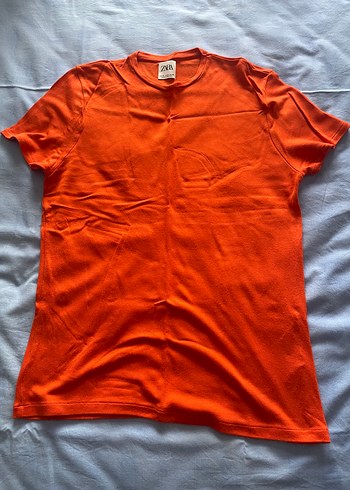 Zara Triko Erkek Turuncu Kısa Kollu Tişört Orjinal Ürün - Görsel 4