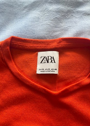 Zara Triko Erkek Turuncu Kısa Kollu Tişört Orjinal Ürün - Görsel 3