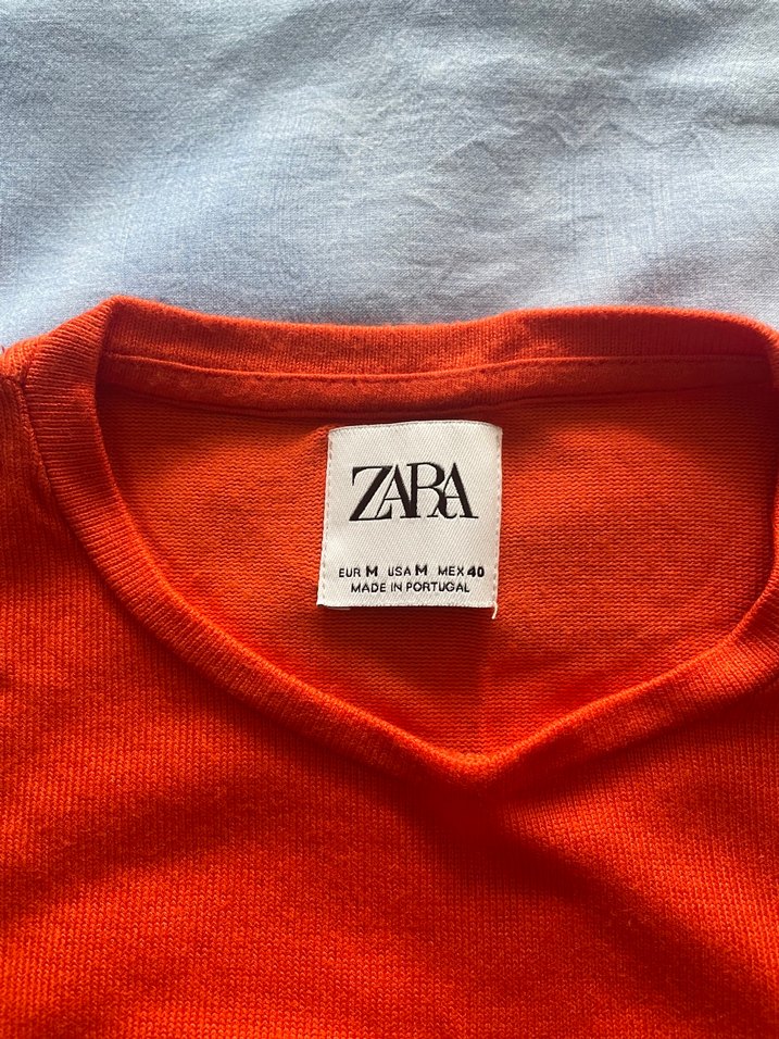 Zara Triko Erkek Turuncu Kısa Kollu Tişört Orjinal Ürün - Görsel 3