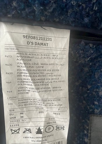 Ds Damat Erkek Lacivert Palto Orijinal Ürün - Görsel 6