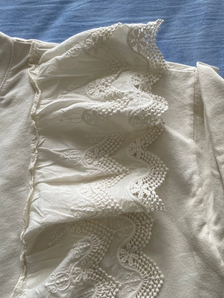 Jeans Lab Kadın Beyaz Fırfırlı Sweatshirt Orijinal Ürün - Görsel 2