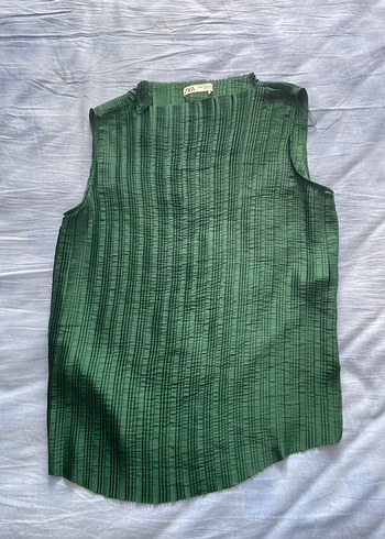 Zara Yeşil Pliseli Kadın Pantolon Ve Bluz Orijinal Ürün - Görsel 8