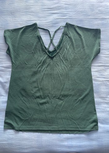 Mavi Yeşil V Yaka Kadın Tişört Orijinal Ürün - Görsel 3