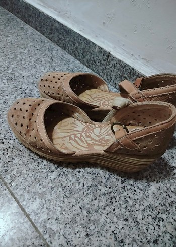38 Beden camel Renk Bej Kadın Dolgu Topuklu Sandalet