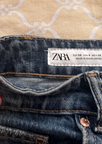 Zara Kadın Mavi Baskılı Dar Kesim Midi Kot