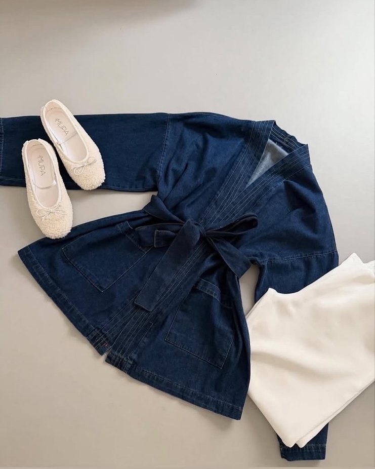 Lacivert Denim Kadın Kimono - Görsel 2