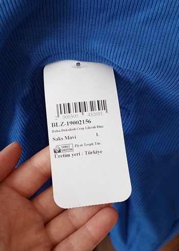 Uzun Kollu Mavi Crop Top - Görsel 4
