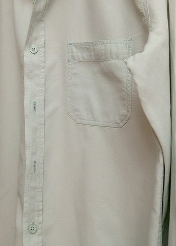 Bej Keten Erkek Gömlek, Düğmeli, Uzun Kollu - Görsel 6