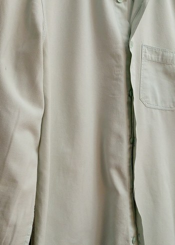 Bej Keten Erkek Gömlek, Düğmeli, Uzun Kollu - Görsel 8