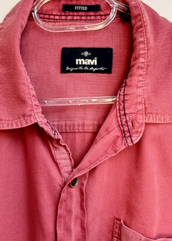 Bordo Düğmeli Keten Erkek Gömlek - Görsel 2