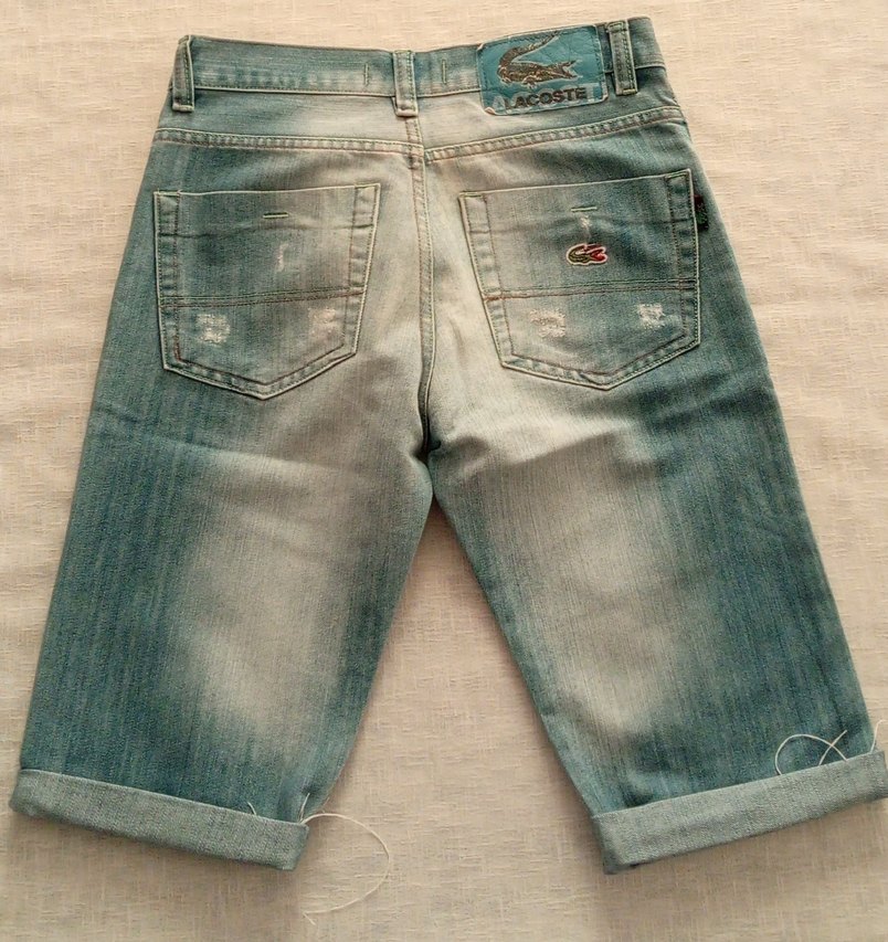 Erkek Gri Denim Midi Jean Şort - Görsel 2