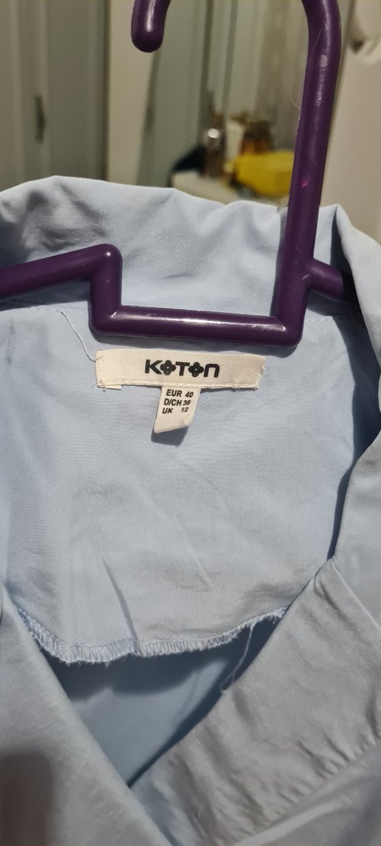 Mavi Kolsuz Midi gömlek yaka elbise - Görsel 3