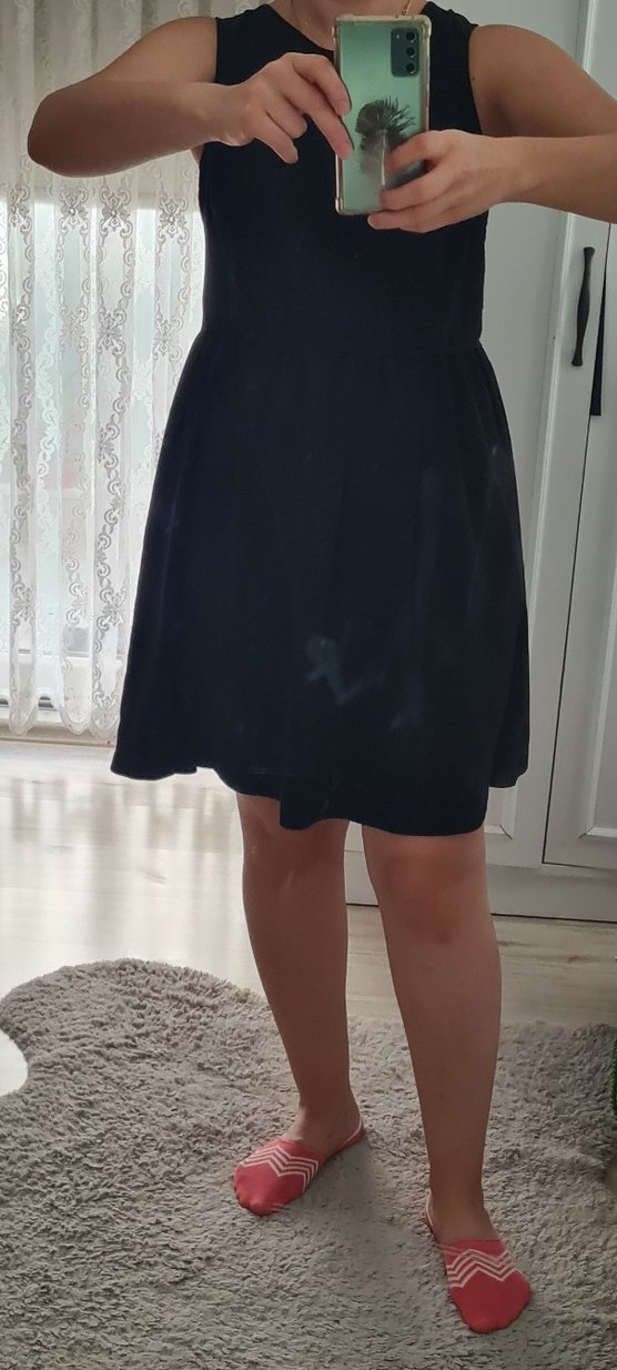 Siyah Midi  Kolsuz Elbise - Görsel 3