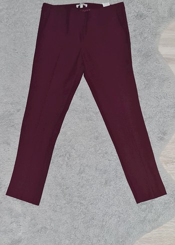 38 Beden Bordo Düğmeli Kadın Kumaş Pantolon