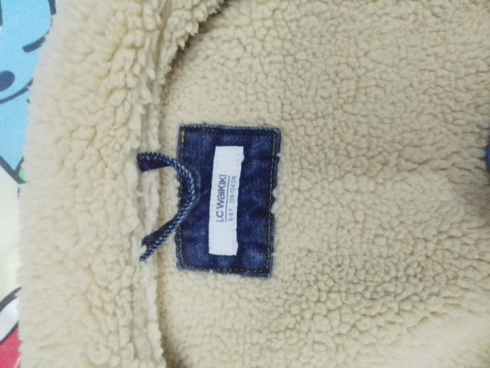 Çocuk Gri Mavi Kürklü Denim Ceket - Görsel 4