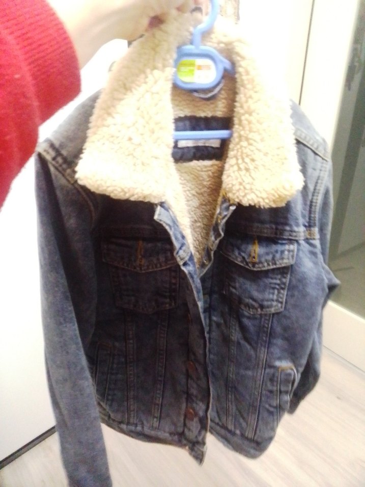 Çocuk Gri Mavi Kürklü Denim Ceket - Görsel 3