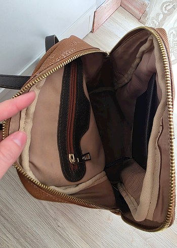 Kahverengi Deri Kadın Sırt Çantası - Görsel 5