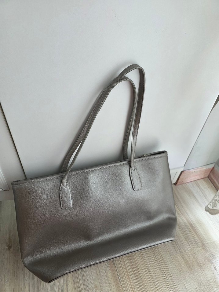 Gri Deri Kadın Omuz Çantası - Görsel 2