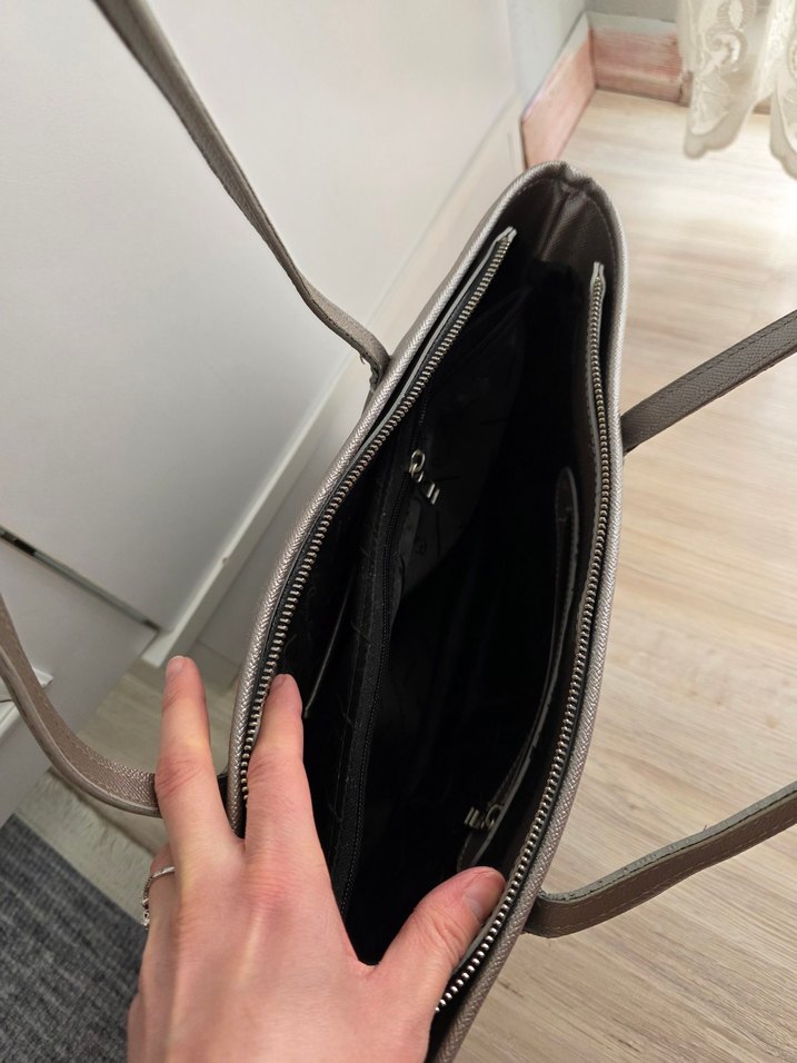 Gri Deri Kadın Omuz Çantası - Görsel 4