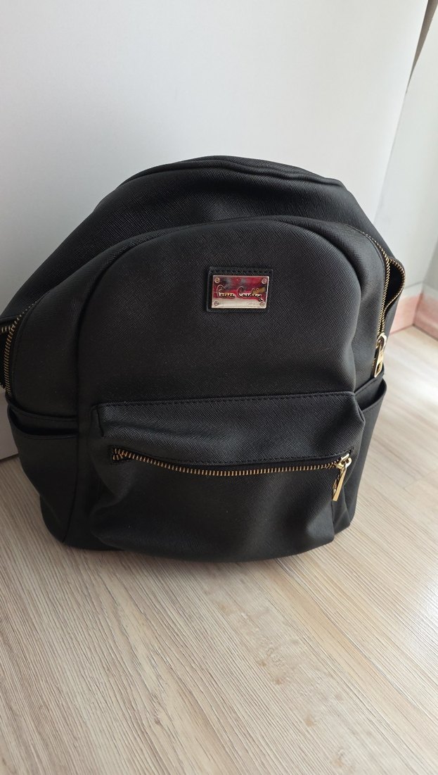 Siyah Deri Fermuarlı Kadın Sırt Çantası - Görsel 2