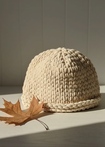 Bej Örgü Kadın Bere - Görsel 2