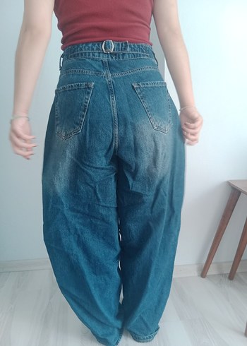 30 Beden lacivert Renk Navy Renkli Bol Kesim Kadın Denim Pantolon