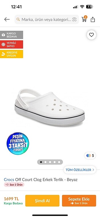 38 Beden Orjinal beyaz unisex crocs