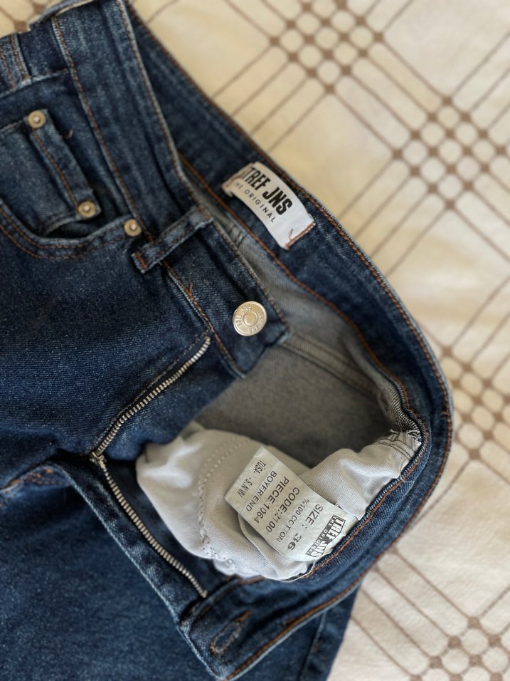 Kadın Lacivert Denim Normal Boy Jean - Görsel 3