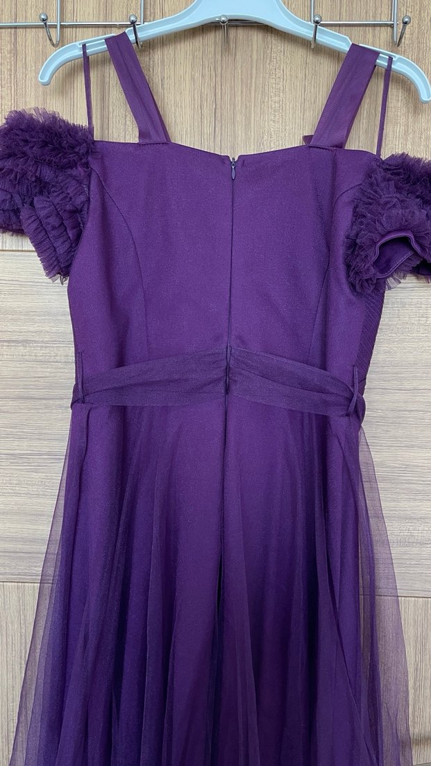 Mor Fırfırlı Elbise - Görsel 4