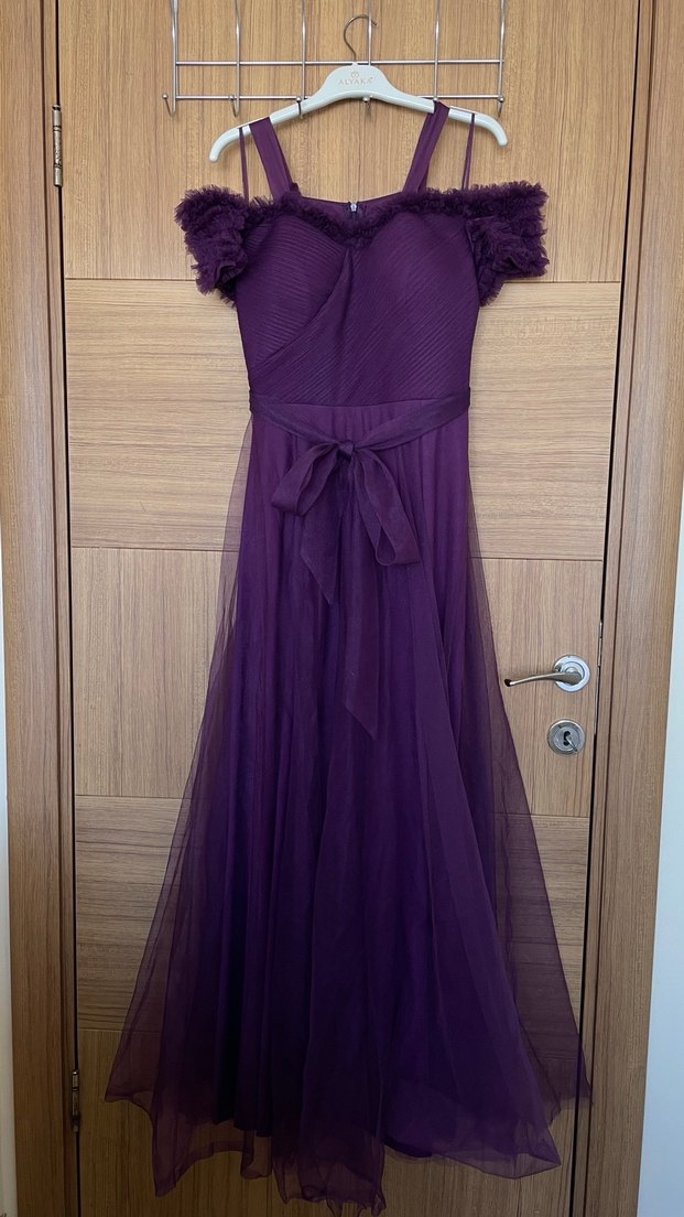 Mor Fırfırlı Elbise - Görsel 2