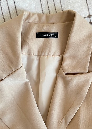 Kadın Bej Düğmeli Midi Blazer Ceket - Görsel 2