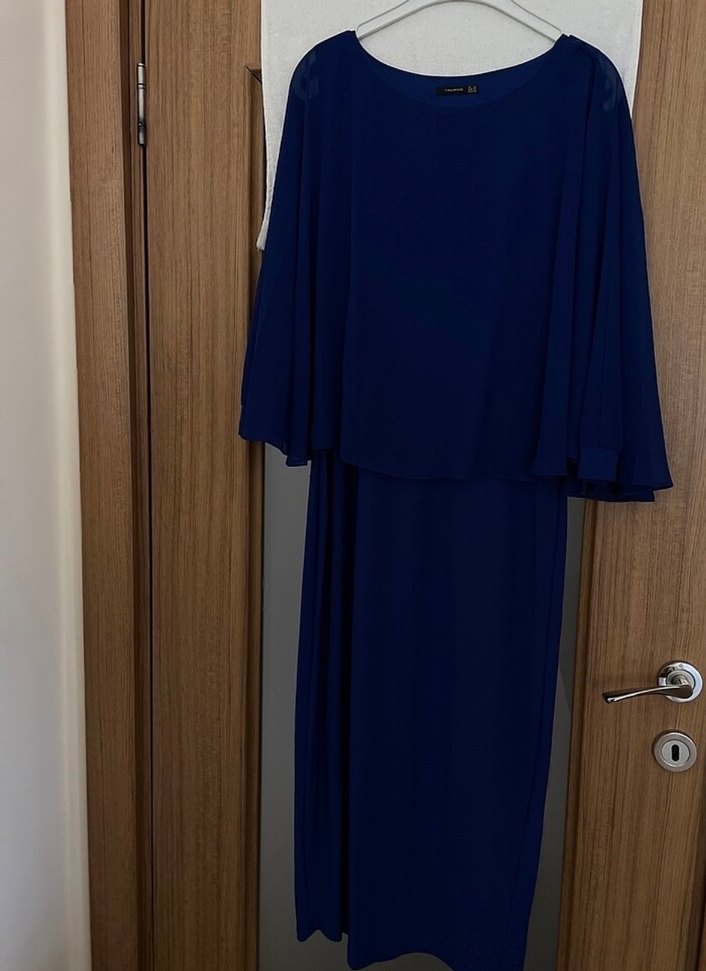 Uzun Kollu Mavi Salaş Kadın Elbise - Görsel 4