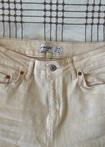 Bej Keten Midi Kadın Pantolon - Görsel 3