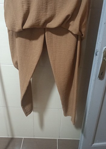 Bej Düğmeli Uzun Kollu Keten Tunik - Görsel 3