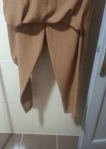 Bej Düğmeli Uzun Kollu Keten Tunik - Görsel 4