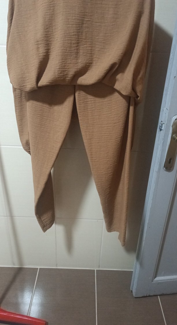 Bej Düğmeli Uzun Kollu Keten Tunik - Görsel 3