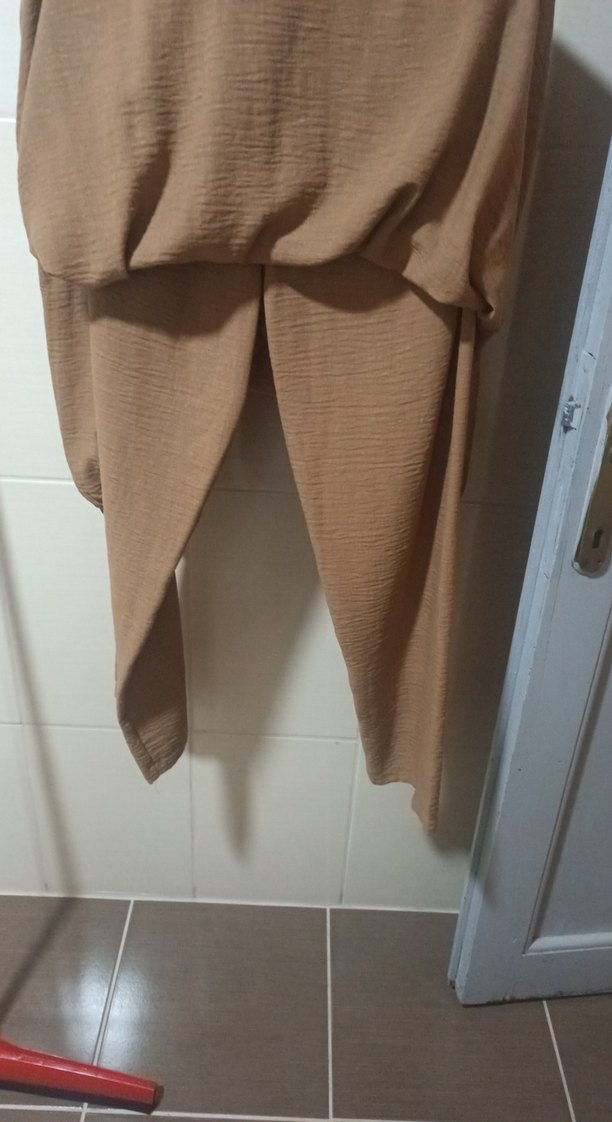 Bej Düğmeli Uzun Kollu Keten Tunik - Görsel 4