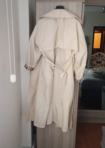 Bej Uzun Kadın Trençkot Düğmeli - Görsel 6