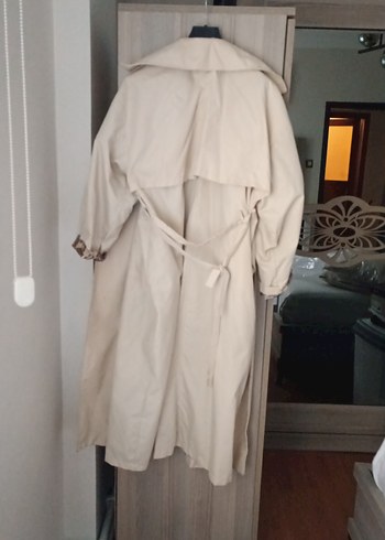 Bej Uzun Kadın Trençkot Düğmeli - Görsel 5