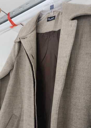 Bej Uzun Hamile Keten Kaban - Görsel 4