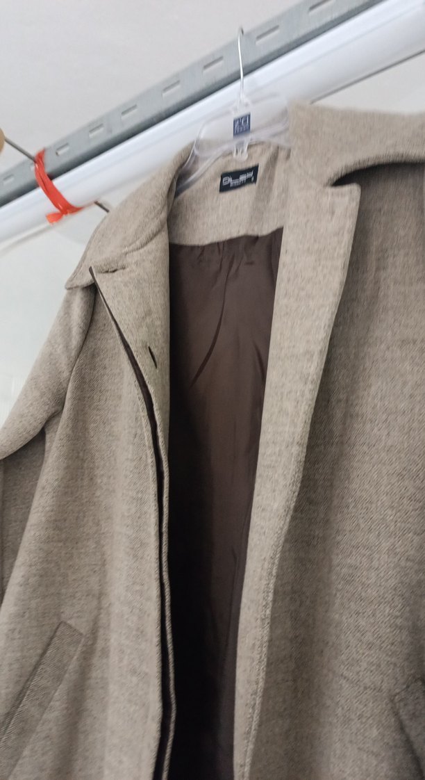 Bej Uzun Hamile Keten Kaban - Görsel 4