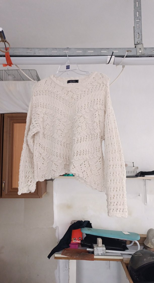 Bohem Beyaz Örgü Kadın Kazak - Görsel 2